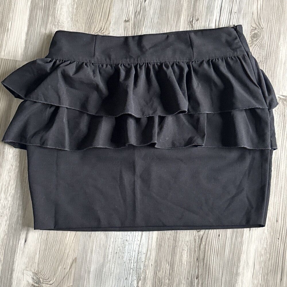 NWT Vintage Arden B Y2K 90s Double Peplum Black Mini Skirt Size 12